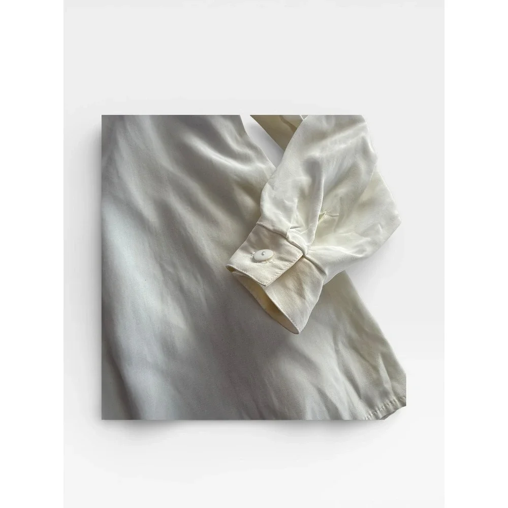 Norton McNaughton‎ Womens Cream Crest Emblem Collared Button Up Shirt Size 12